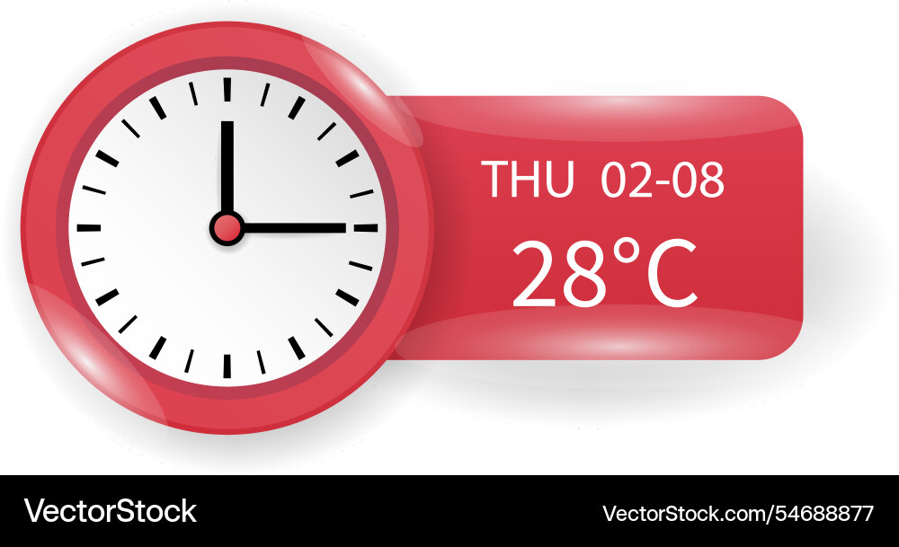 Modern clock and weather widget ui design showing Vector Image
