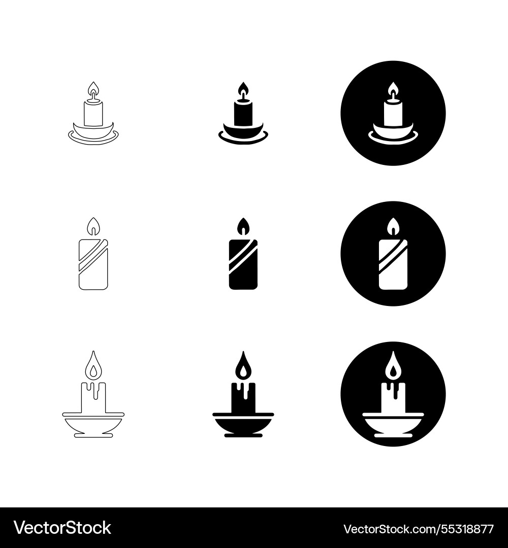 Set of simple candle icons in various styles Set of simple candle icons in various styles vector image