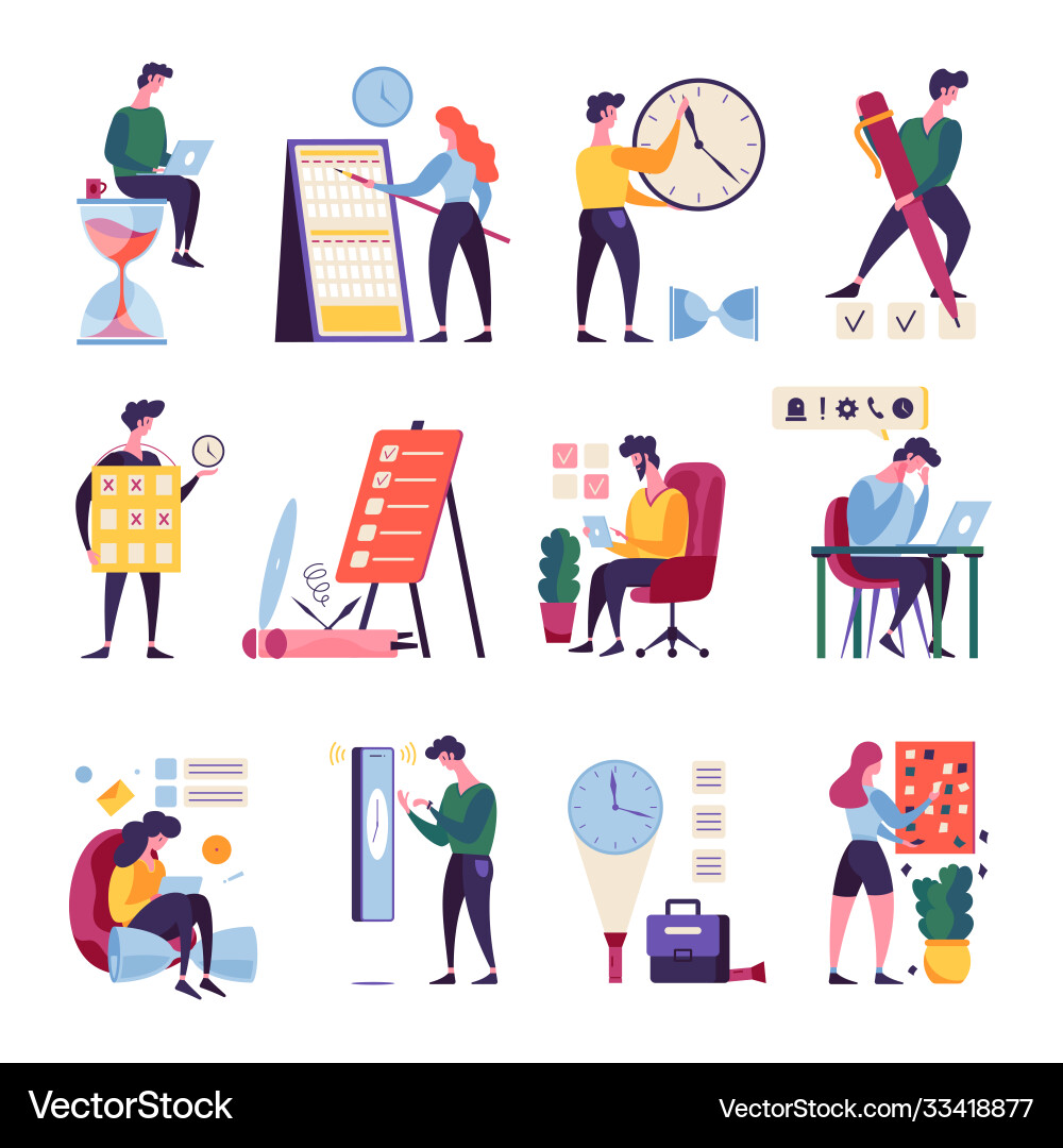 Time management set Royalty Free Vector Image - VectorStock