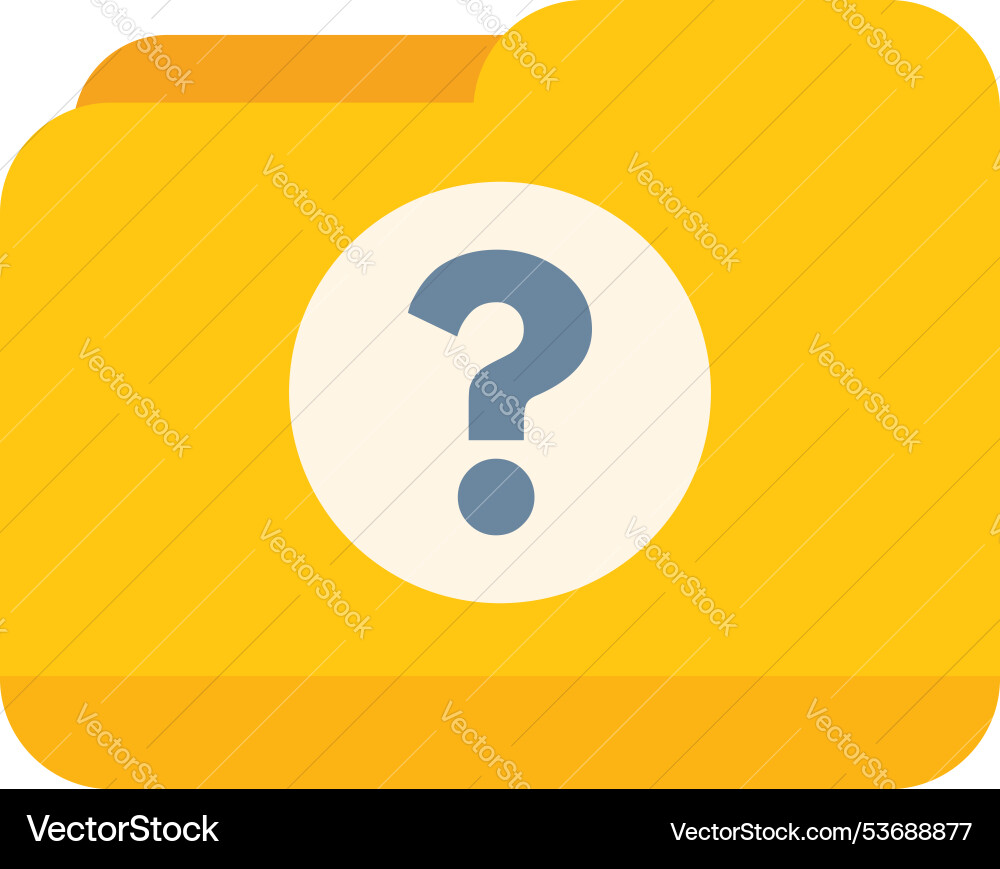 Yellow folder icon with question mark displaying Vector Image