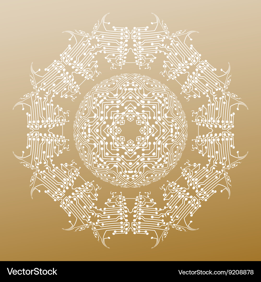 Abstract round microchip pattern isolated vector image