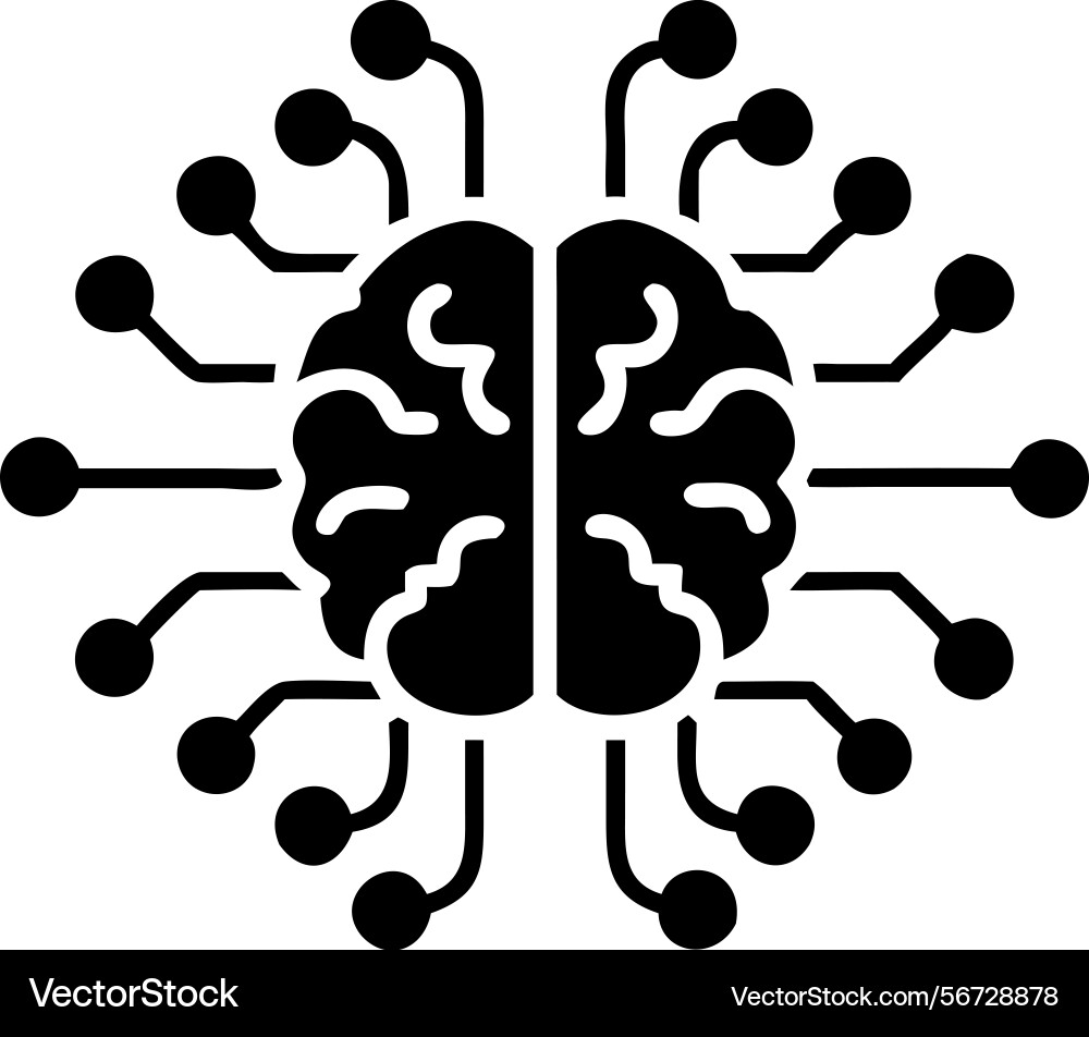 Artificial intelligence concept with a brain vector image
