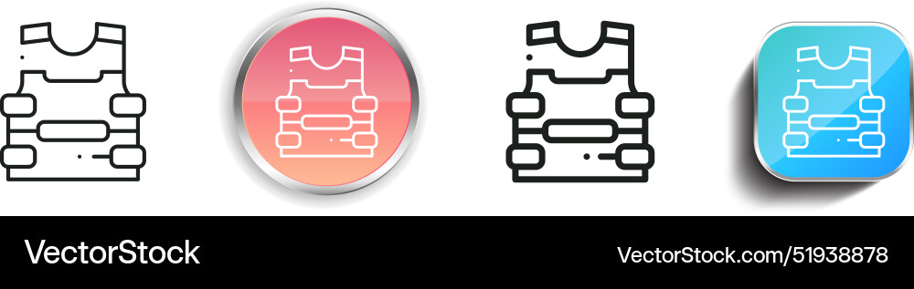 Bulletproof icon thin linear regular and button vector image