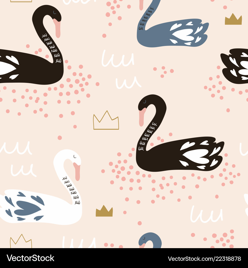 Childish Swan Pattern vector image