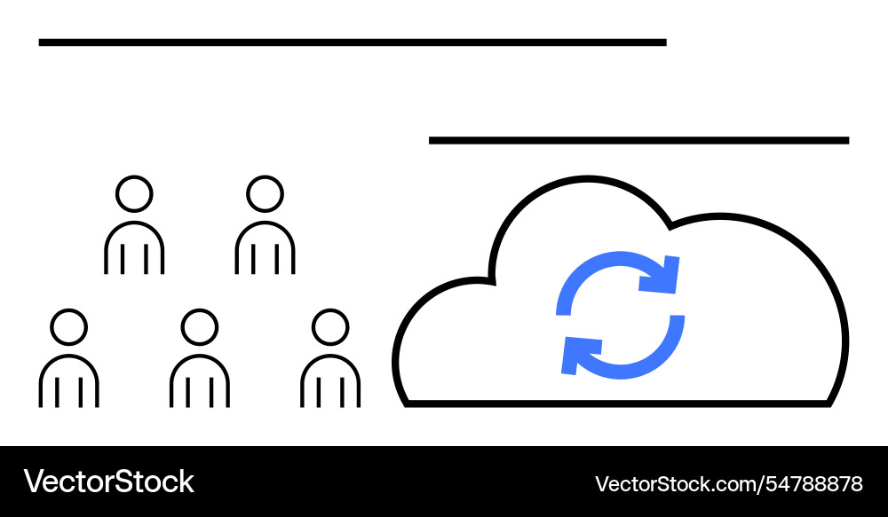 Cloud-based team collaboration and data Cloud-based team collaboration and data vector image