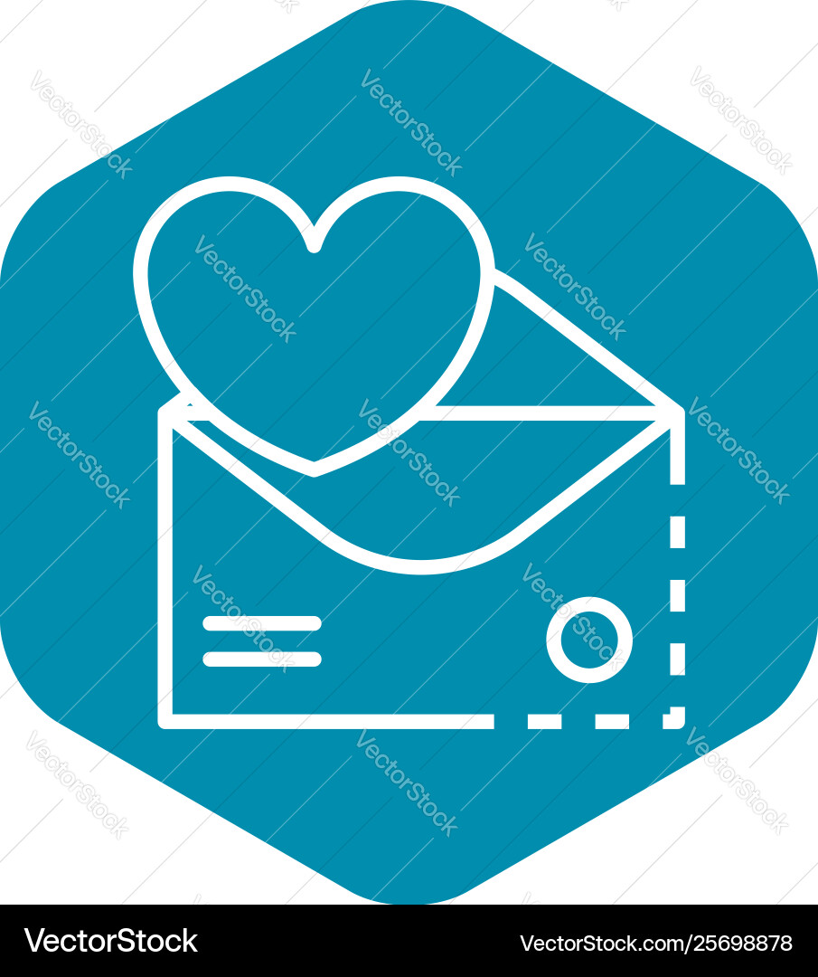 Email heart inbox icon outline style vector image