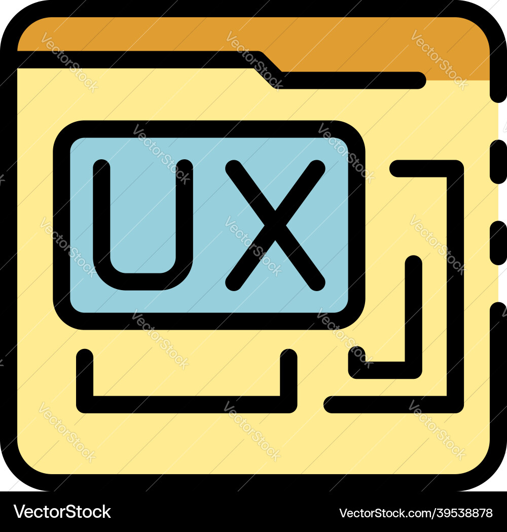 Folder data ux interaction icon color outline vector image
