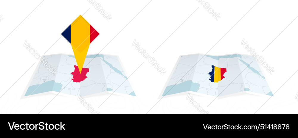 Two versions of an chad folded map one vector image