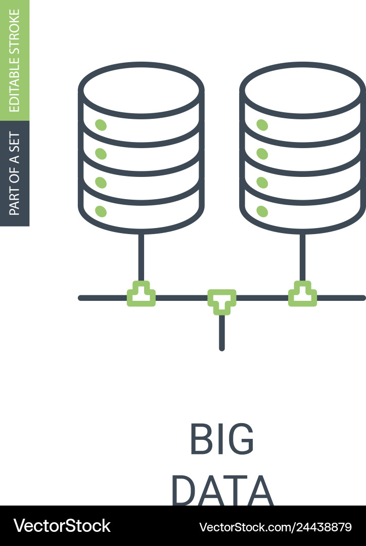 Big Data Linear Icon - Data Storage vector image