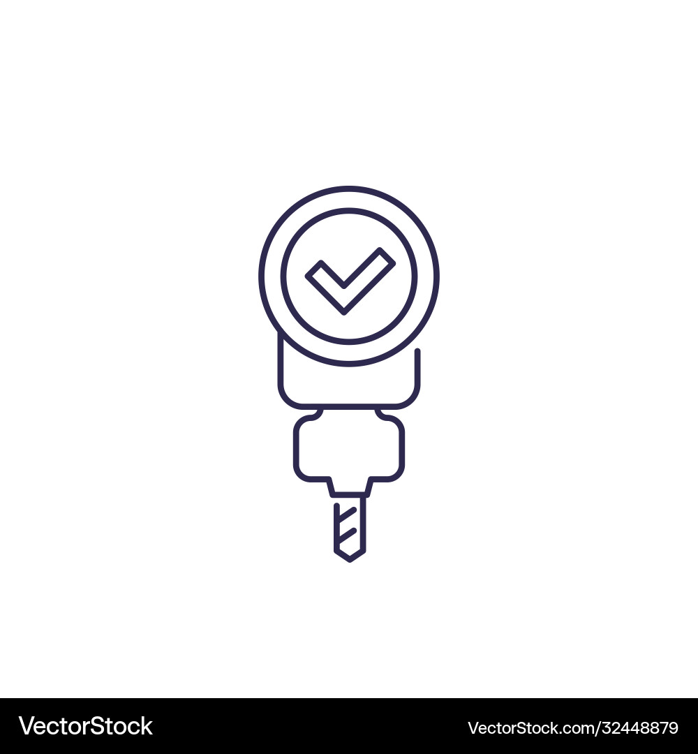Cnc machine icon with checkmark line vector image
