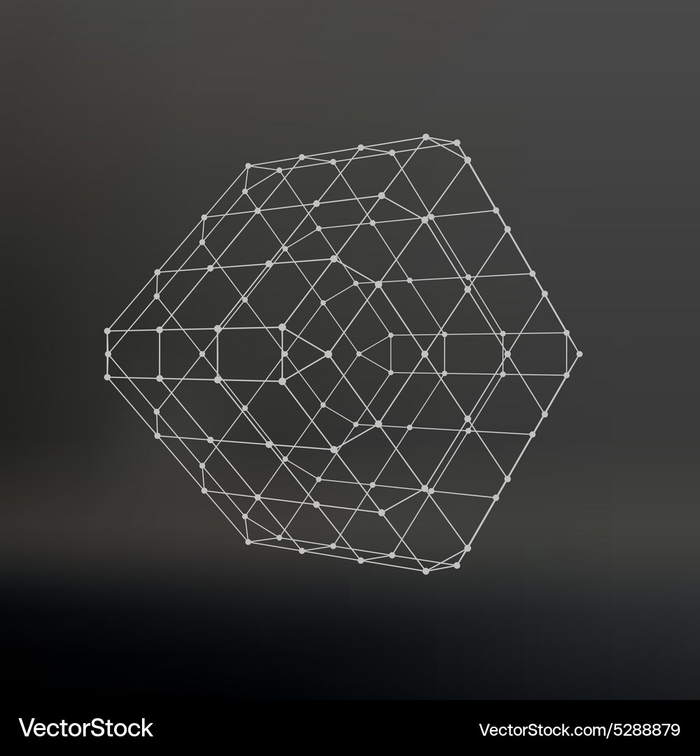 Cube of lines and dots Vector Image