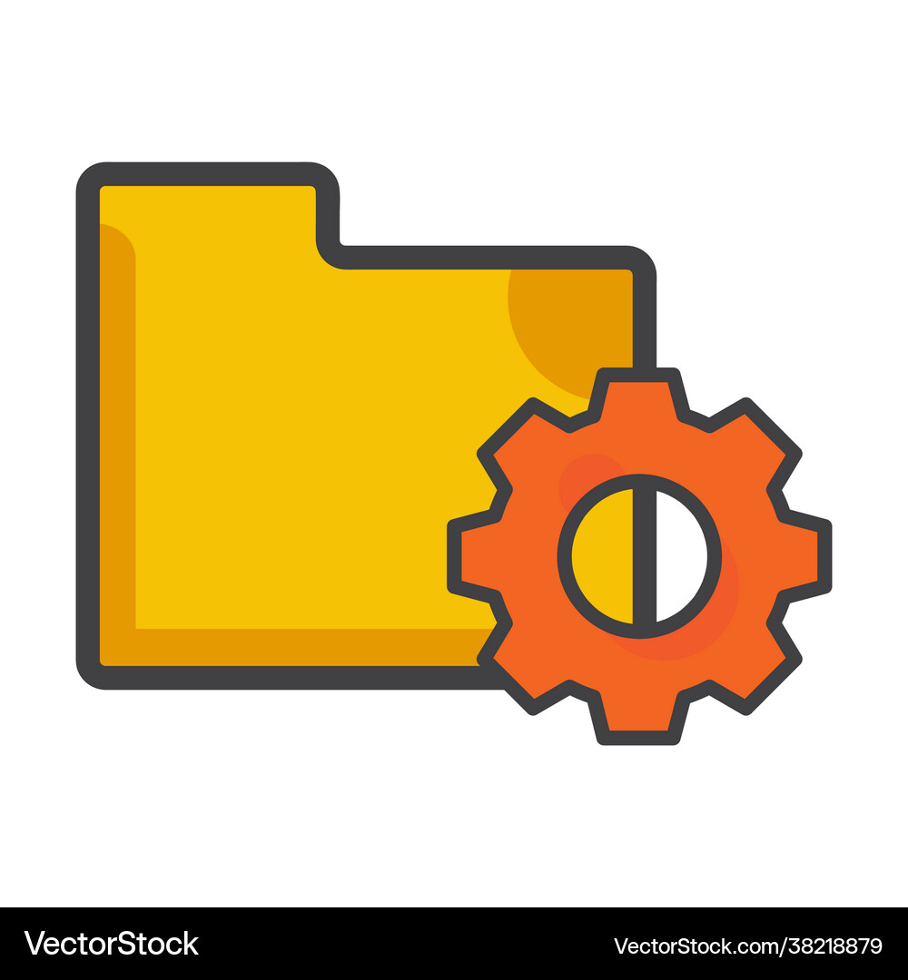 File folder icon with setting gear – Royalty-Free Vector | VectorStock