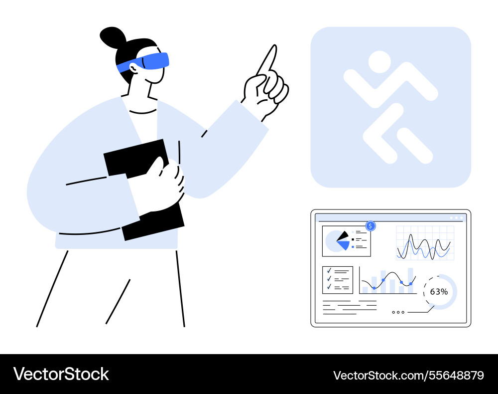 Futuristic analyst using augmented reality Vector Image