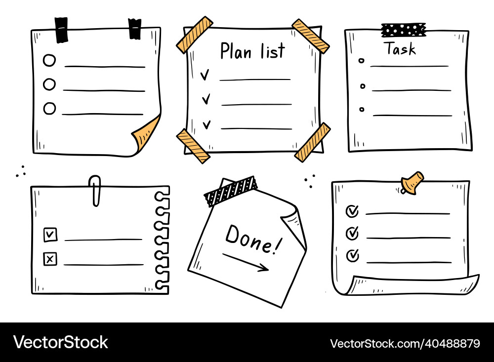 Hand Drawn Checklist Set - To Do List vector image