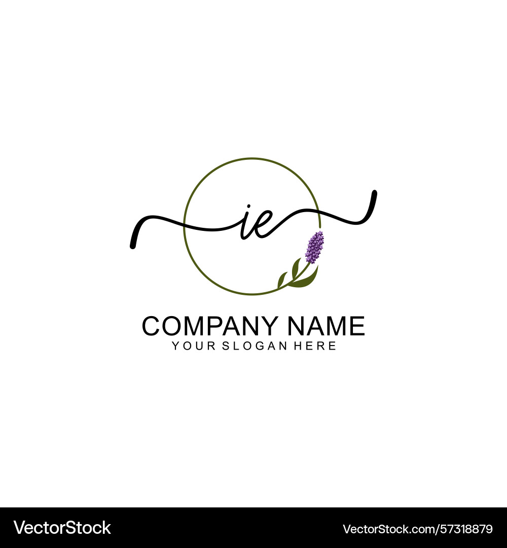 Handwritten ie initial logo with circle Vector Image