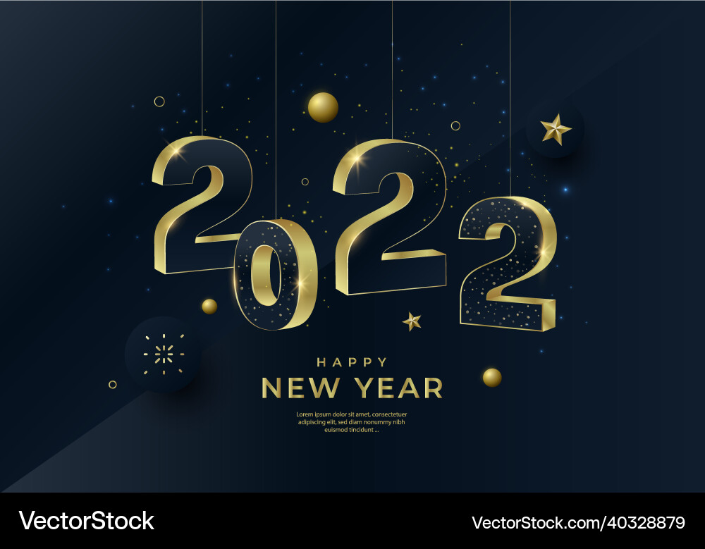 Happy new year 2022 greeting card design template vector image