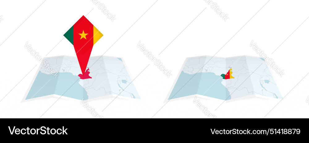 Two versions of an cameroon folded map one vector image