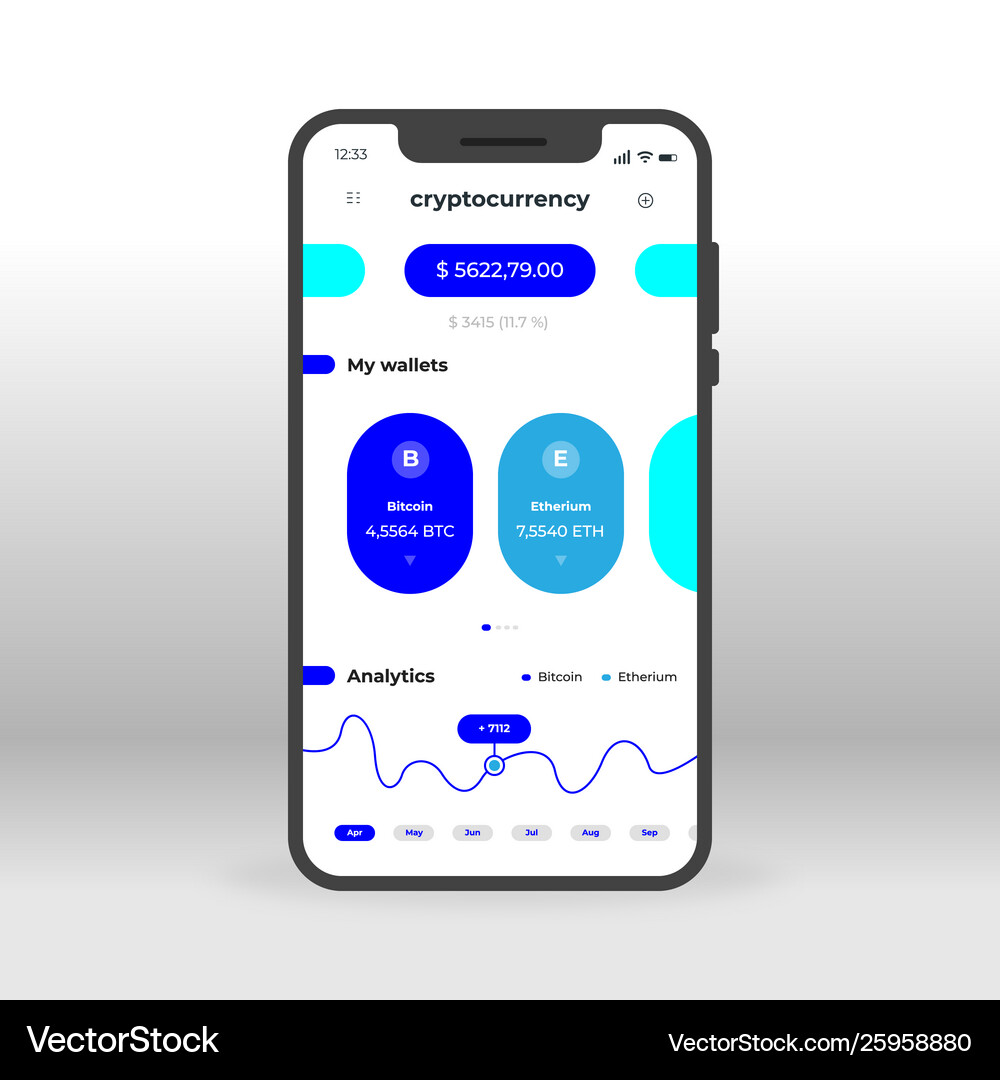 Blue crypto currency wallet ui ux gui screen – Royalty-Free Vector |  VectorStock