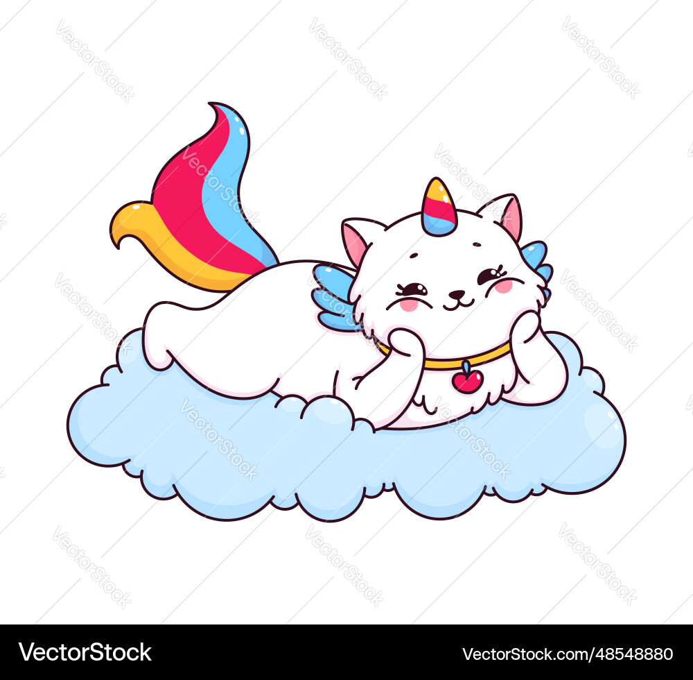 Cartoon cute capricorn cat and kitten character Cartoon cute capricorn cat and kitten character vector image