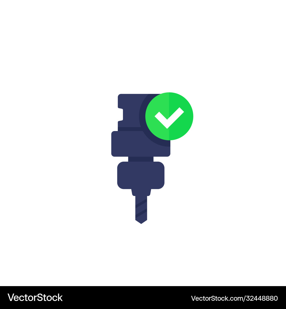 Cnc machine icon with check mark vector image