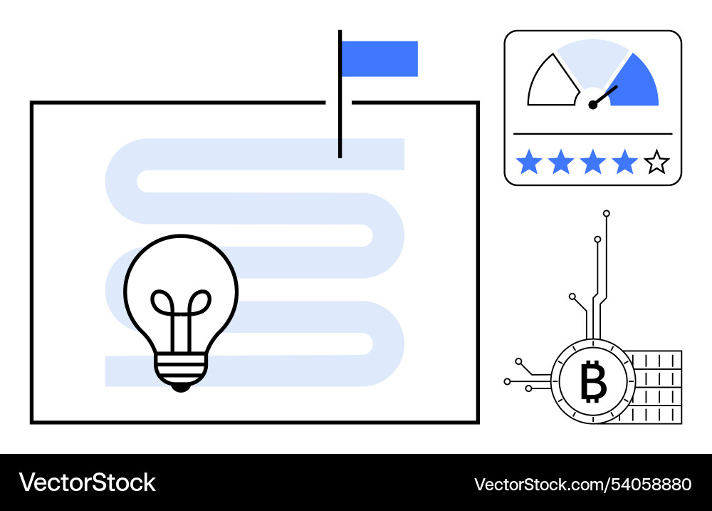 Lightbulb rating meter and bitcoin symbol Lightbulb rating meter and bitcoin symbol vector image