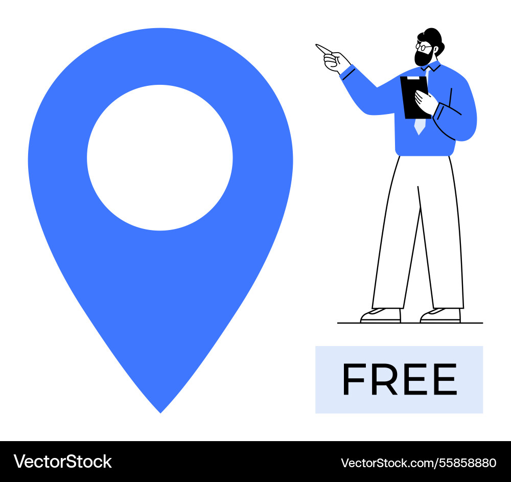 Professional pointing at map location pin Professional pointing at map location pin vector image