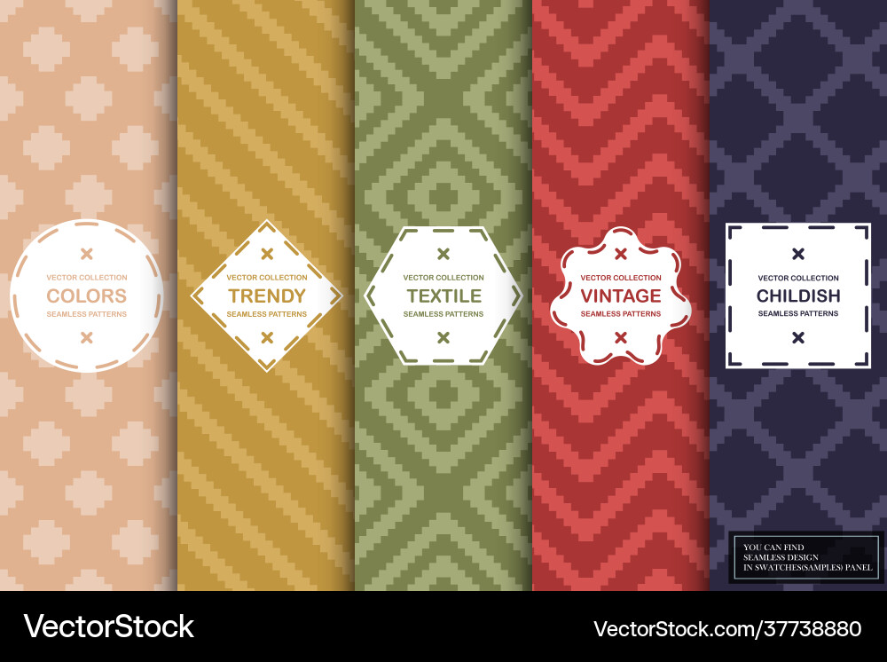 Set colorful seamless textile patterns Set colorful seamless textile patterns vector image