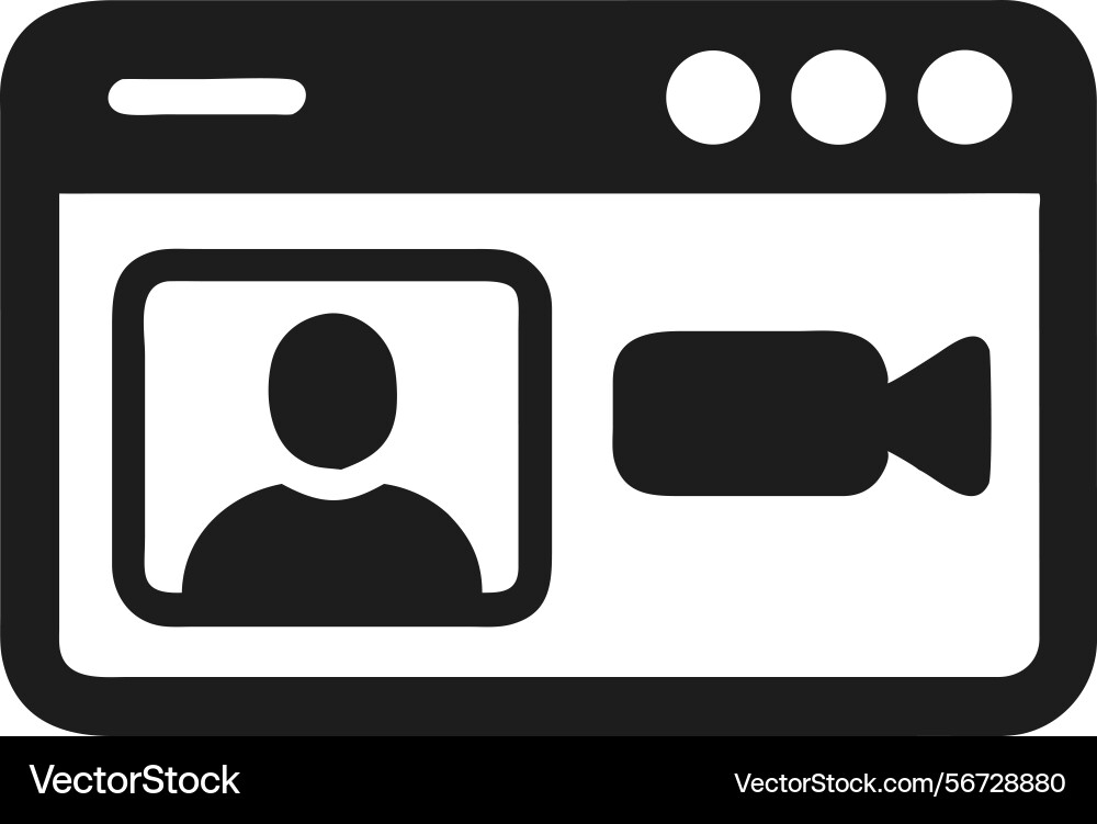 Simple icon of a video call interface showing Vector Image