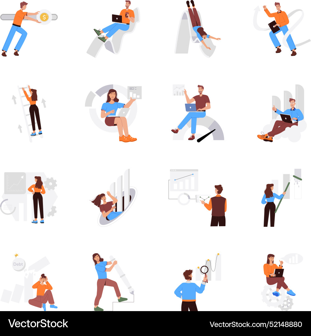 Webbundle of progress and analysis flat vector image
