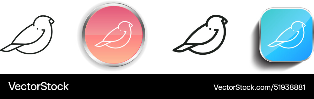 Bullfinch icon thin linear regular and button Vector Image