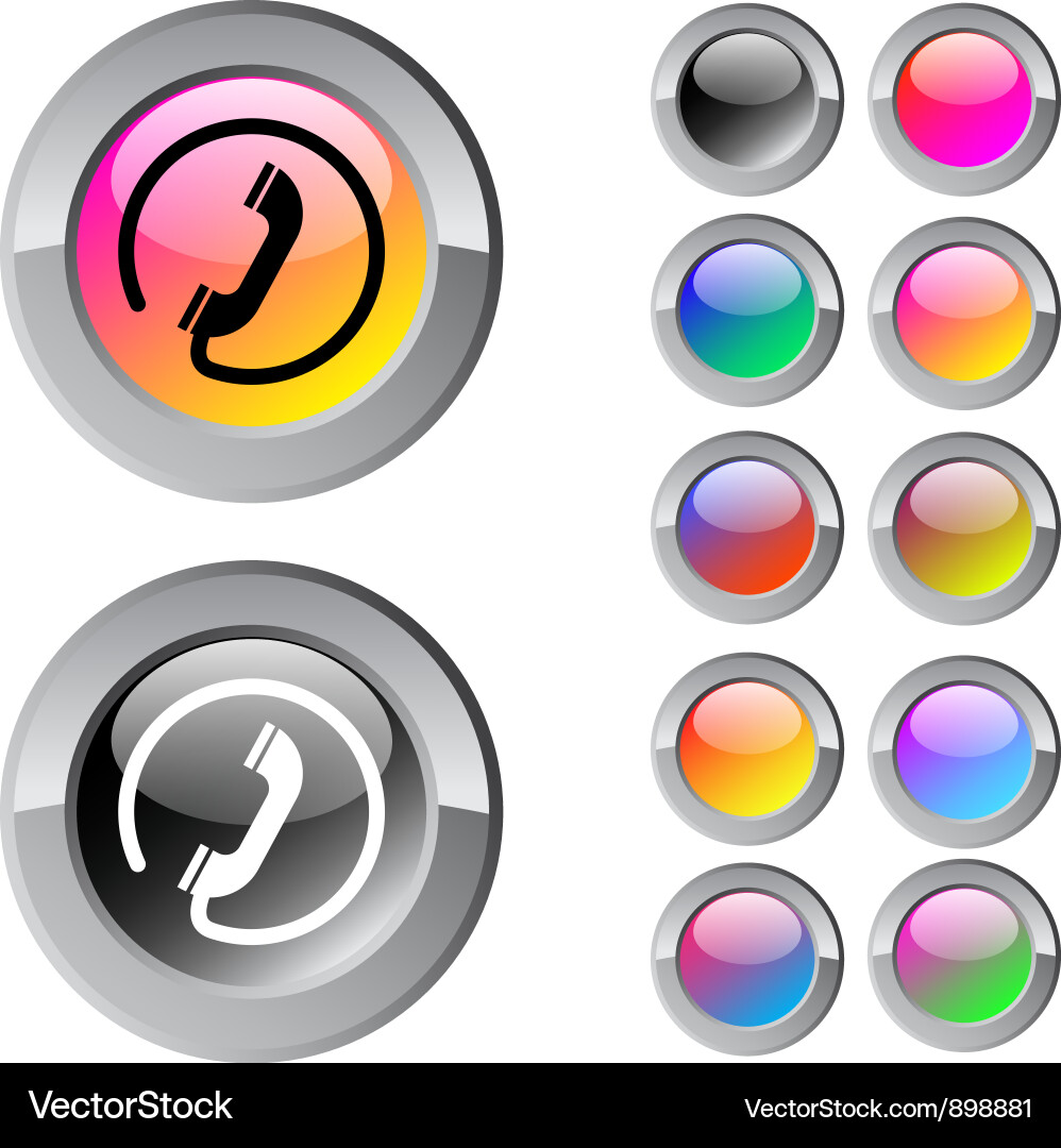 Call multicolor round button vector image