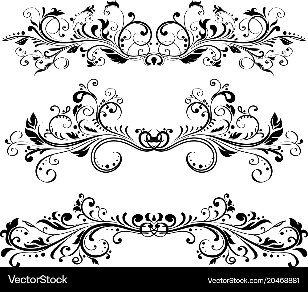 Floral Vintage Scroll Dividers Vector Image