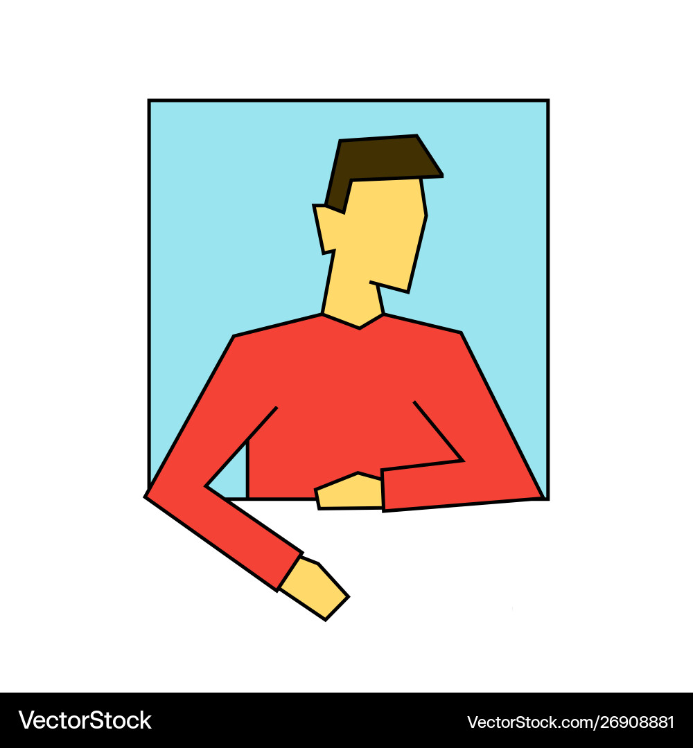 Man talking from square window outline color vector image