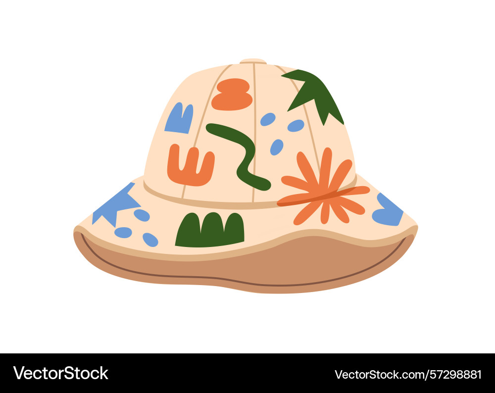 Panama hat with abstract pattern colorful summer Panama hat with abstract pattern colorful summer Vector Image