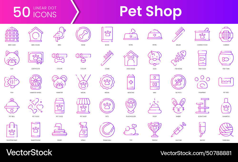 Set of pets icons gradient style icon bundle Set of pets icons gradient style icon bundle Vector Image