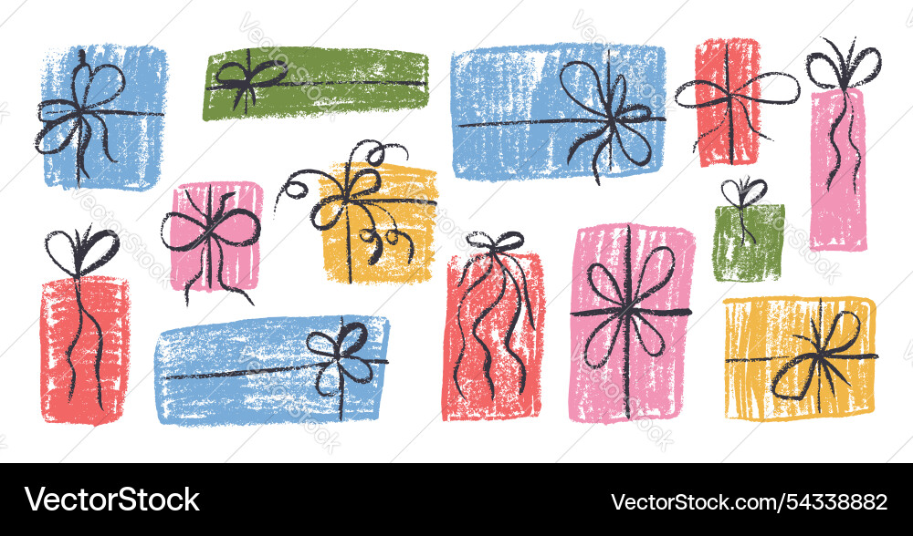 Crayon gift box set holiday present in different Crayon gift box set holiday present in different vector image