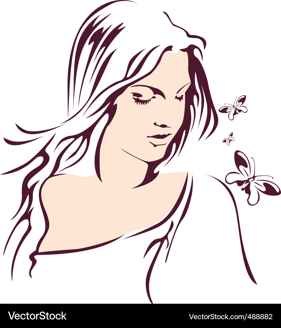 Girl and butterfly Vector Image