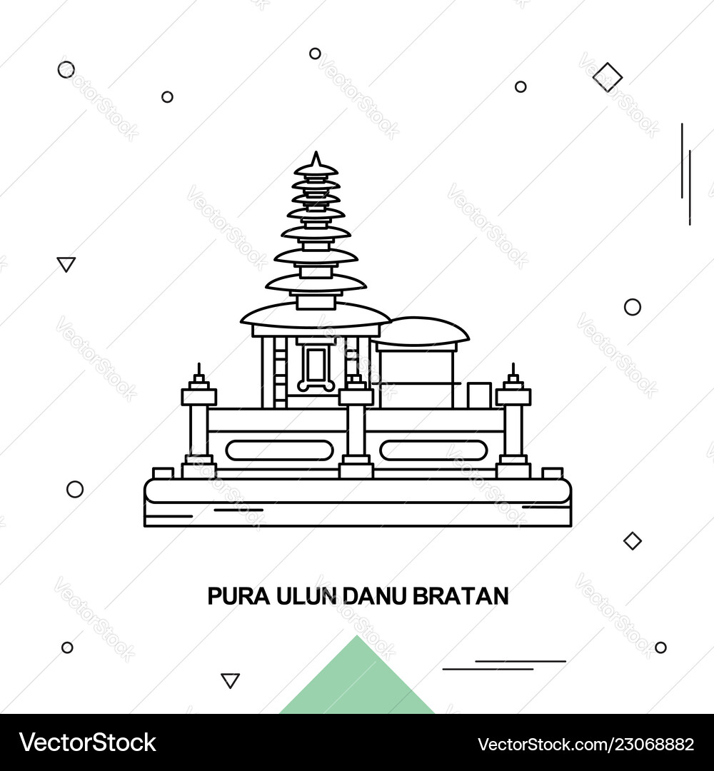Pura ulun danu bratan – Royalty-Free Vector | VectorStock, image size:1000x1080