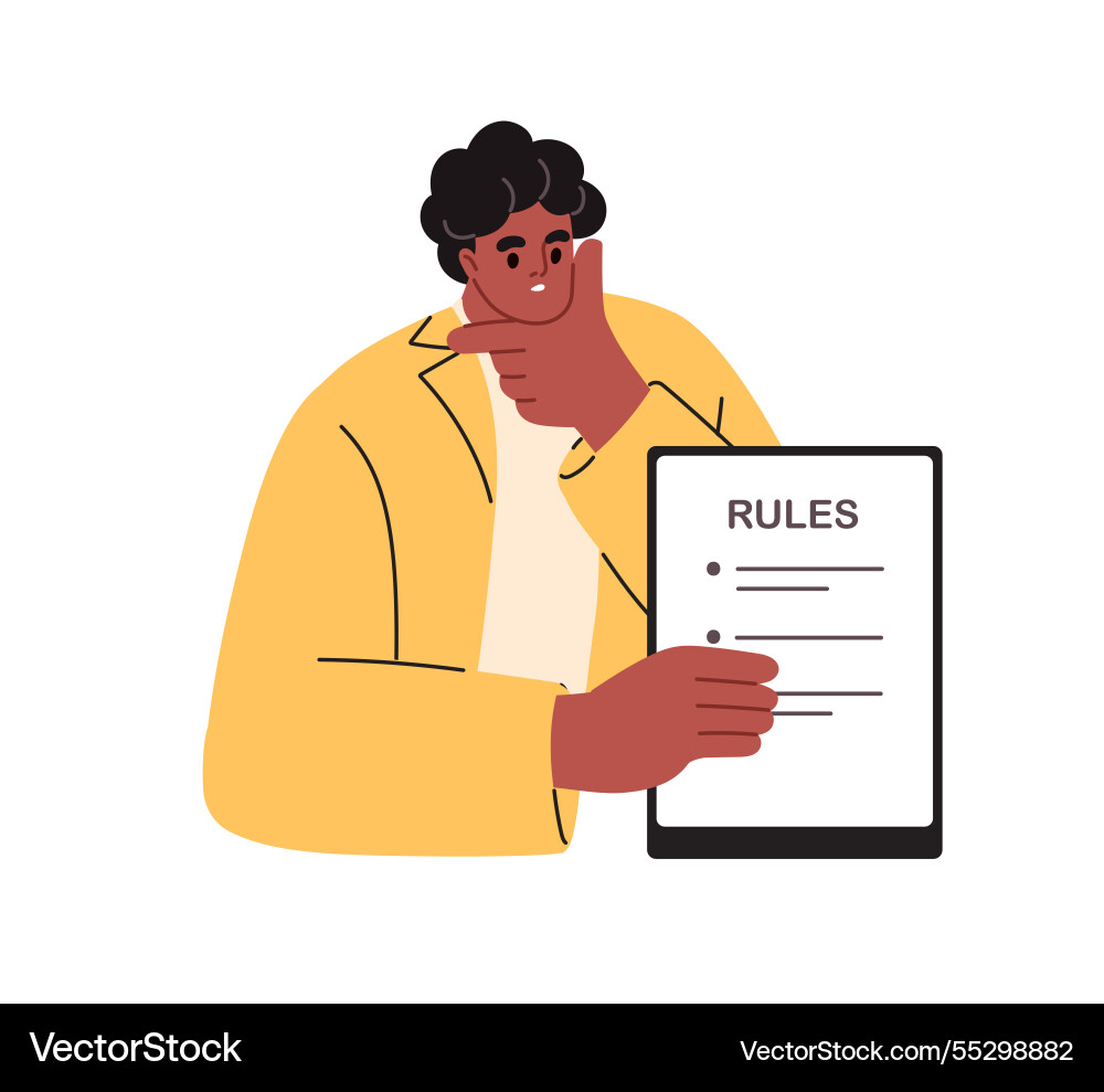 Rules list and regulations in guideline document Rules list and regulations in guideline document vector image