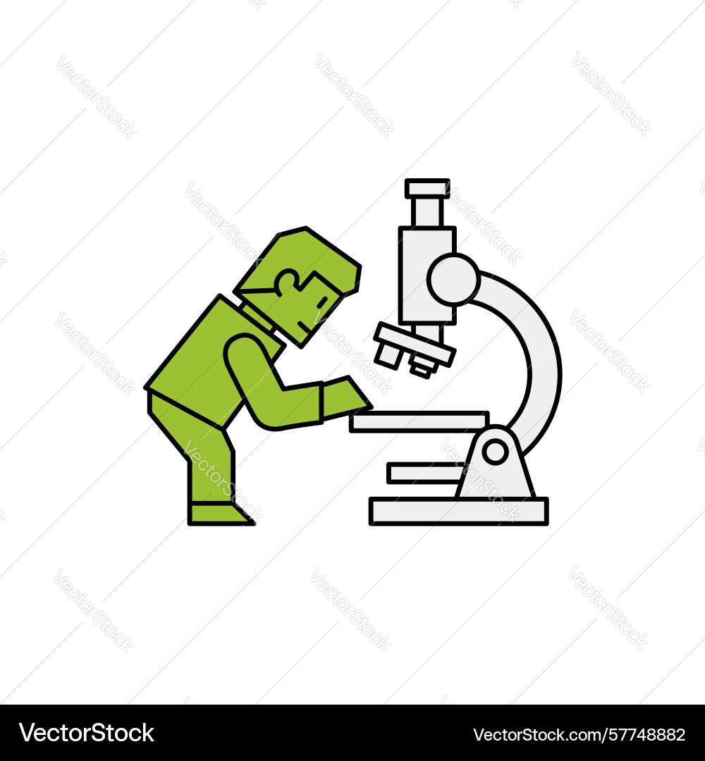 Scientist using microscope to examine sample Scientist using microscope to examine sample Vector Image