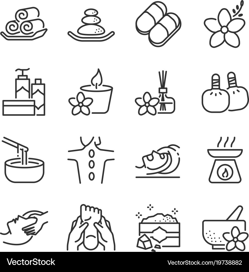 Spa line icon set Royalty Free Vector Image - VectorStock