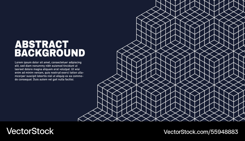 Abstract geometric background with linear 3d cubes Abstract geometric background with linear 3d cubes vector image