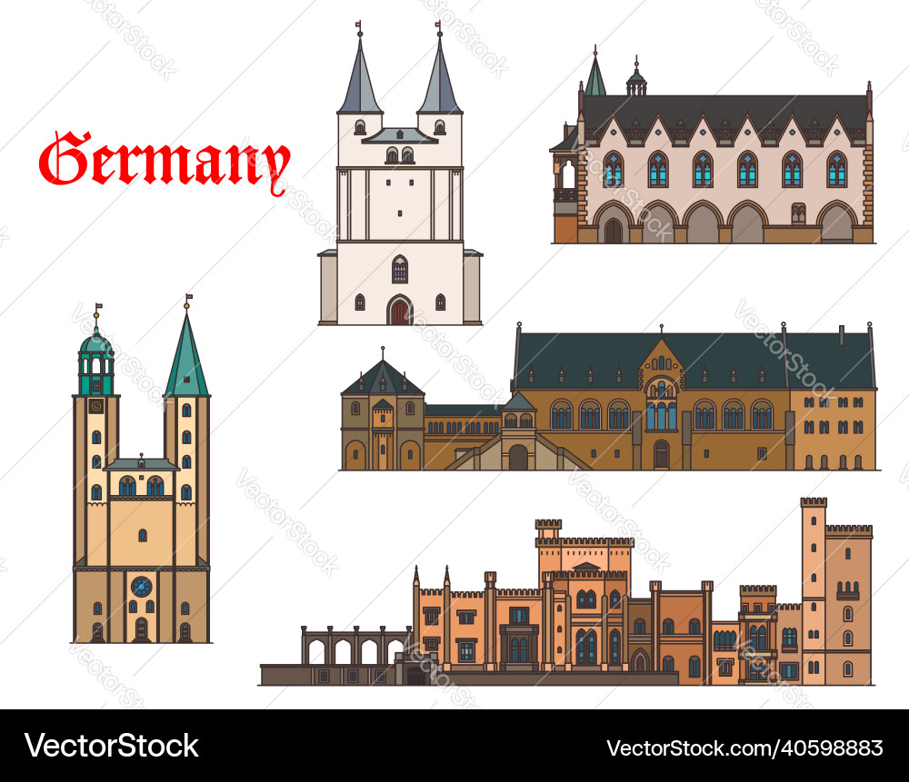 Germany architecture buildings potsdam and goslar Vector Image