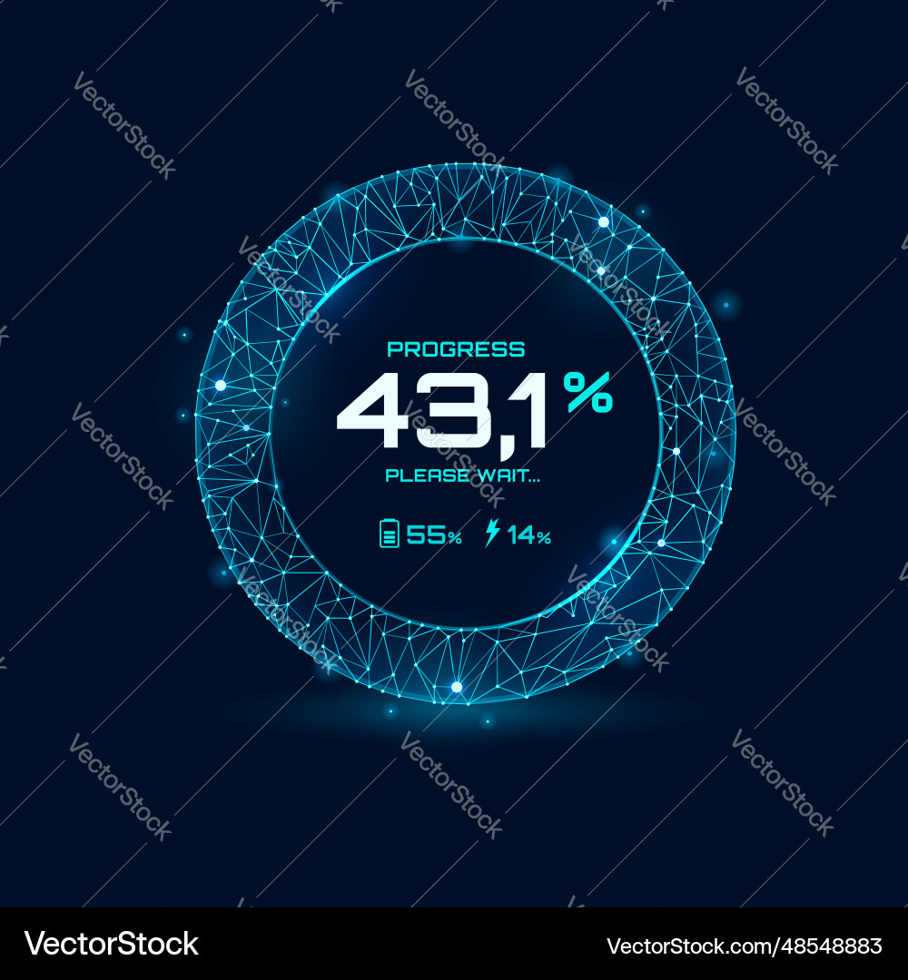Loading bar progress neon dial speed dashboard Loading bar progress neon dial speed dashboard vector image