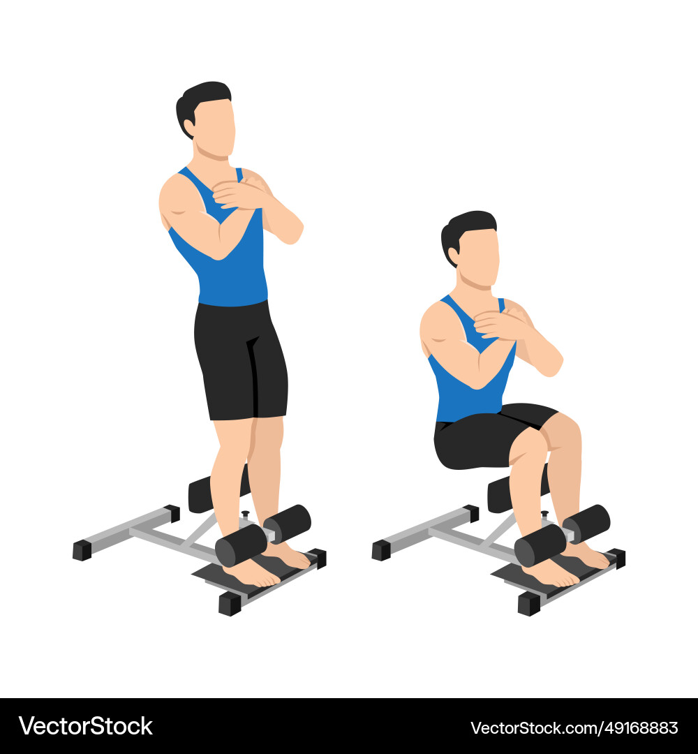 Man doing sissy squat on a machine exercise Man doing sissy squat on a machine exercise vector image