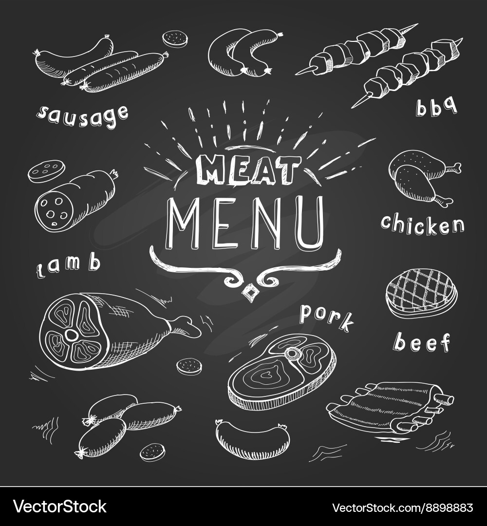 Meat Menu Chalkboard Collection Vector Image