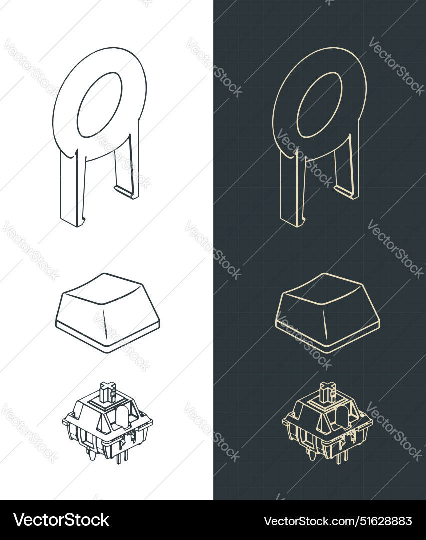 Mechanical keyboard switche keycap and key puller Vector Image