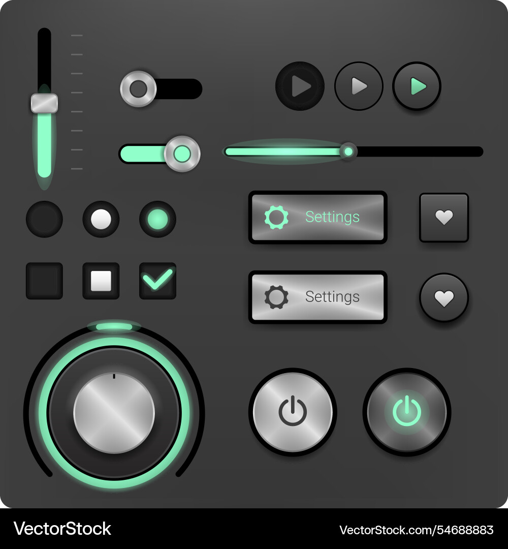 Modern web ui toolkit featuring sliders buttons Vector Image