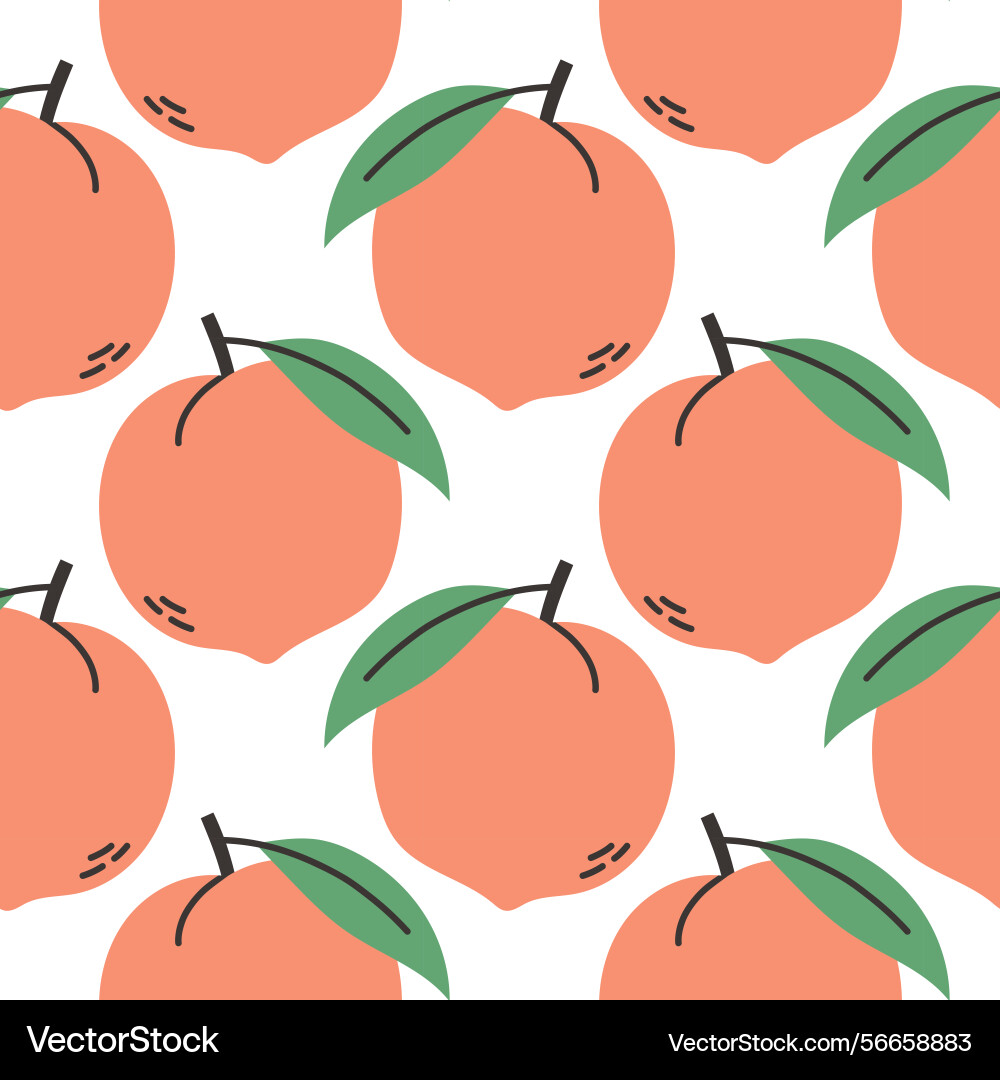 Peach summer pattern on white background simple Peach summer pattern on white background simple vector image