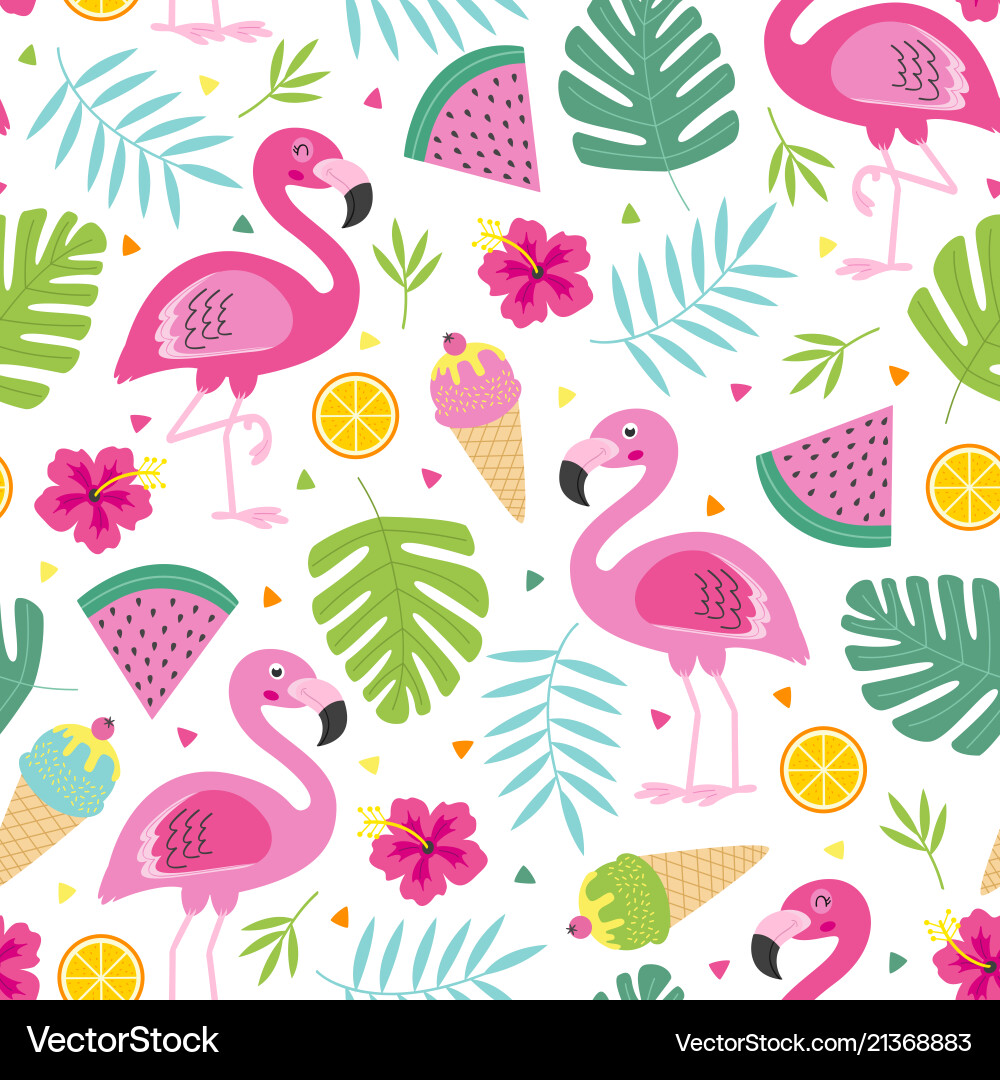 Tropical Pink Flamingo Pattern vector image